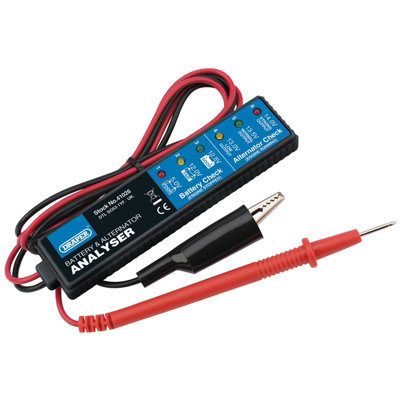 Draper Battery And Alternator Analyser For 12V Dc Systems 41026 Red/Black