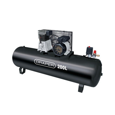 Draper 200L Belt-Driven Air Compressor Without Wheels2.2Kw/3Hp 55313 from B&Q