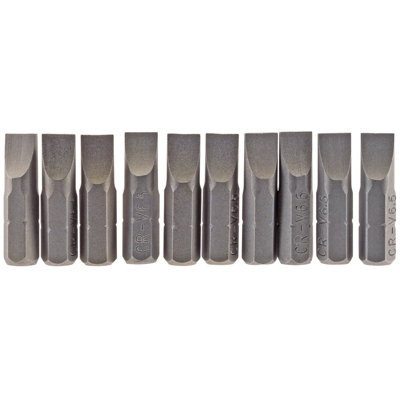 Draper 6.5mm 1/4" Hex. Plain Slot Insert Bit 25mm Long X 10 64034 from B&Q