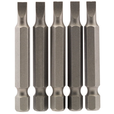 Draper 4.5mm 1/4" Hex. Plain Slot Insert Bit 50mm Long X 5 64270 from B&Q