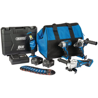 Draper  D20 20V Workshop Kit1 X 3.0Ah Battery1 X 4.0Ah Battery1 X Fast Charger (19 Piece) 90470 from B&Q