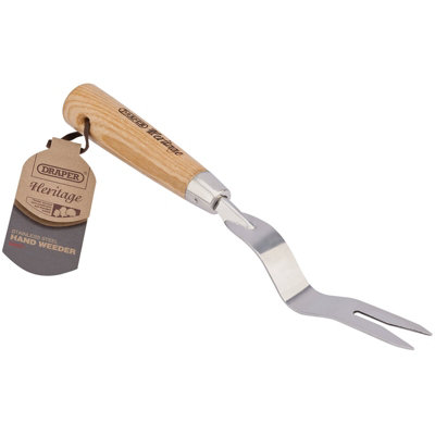 B&Q -  Heritage Stainless Steel Hand Weeder With Ash Handle 99027