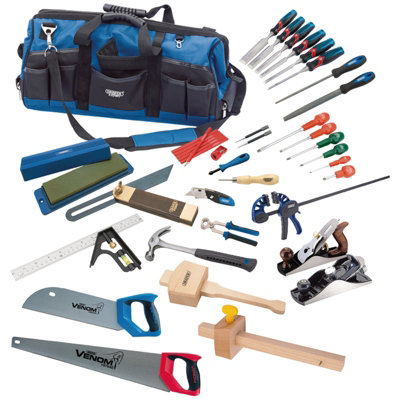 B&Q -  Carpenter Joiner Hand Tool Kit 38-Piece With 600mm Water Resistant Tool Bag