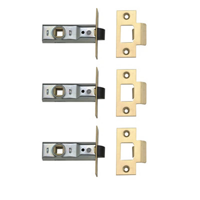 B&Q -  Polished Brass Effect Metal Tubular Mortice Latch (L)64mm