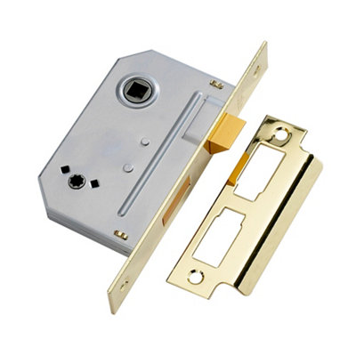 Yale 64mm Polished Brass 2 Lever Deadlock from B&Q