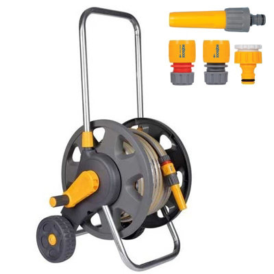 Hozelock 45M Free Standing Garden Hose Cart 20M Hose Pipe Connectors 2489 from B&Q