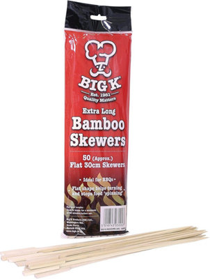B&Q -  Extra Long Flat Bamboo Skewers 30Cm Long Bbq Skewer / Pack Of 50