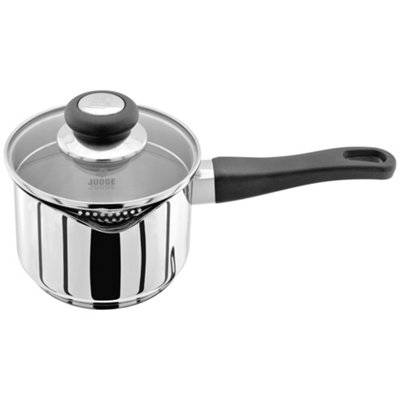 Judge Vista Draining Saucepan With Shatterproof Glass Strain 14Cm / 1LSilver from B&Q