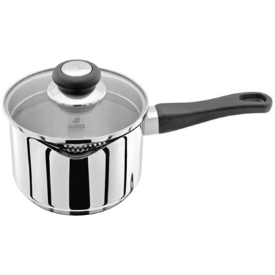 Judge Vista Non-Stick Draining Saucepan With Shatterproof Vented Glass Lid 16Cm / 1.5LSilver from B&Q