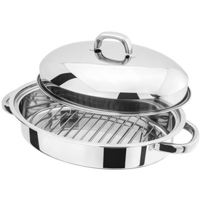 Judge Speciality Oval Roaster With Rack And Lid Stainless SteelSilver from B&Q
