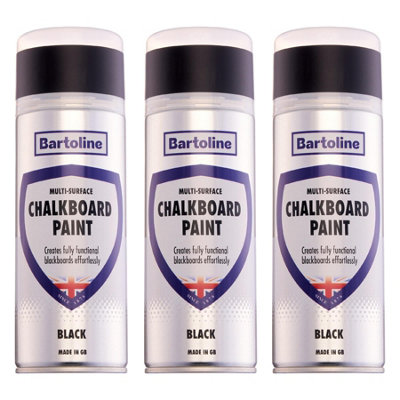 3X Bartoline Chalkboard Paint Black All Surface Doors Walls Furniture 400Ml from B&Q