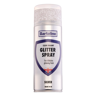 Bartoline Glitter Spray Clear Sealant Silver Gloss Multi-Surface Finish 400Ml from B&Q