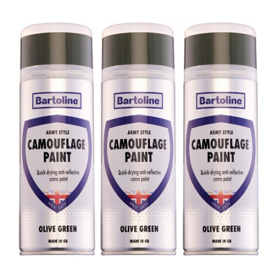 3X Bartoline Camouflage Paint Olive Green Spray Durable Finish 400Ml from B&Q