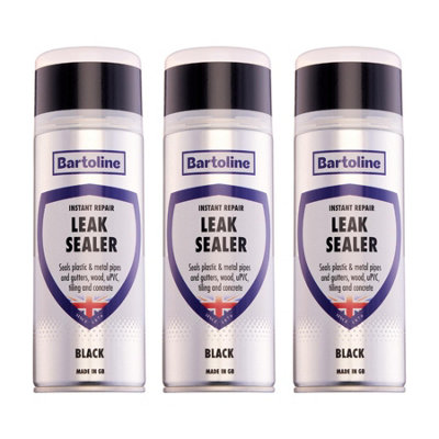3X Bartoline Leak Sealer Black Waterproof Spray Gutter Pipe Roof Repair 400Ml from B&Q