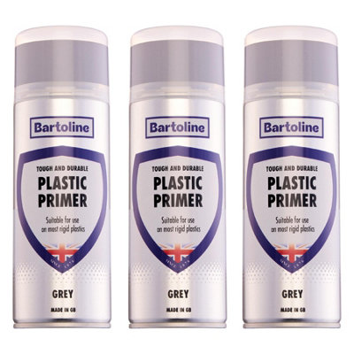 3X Bartoline Plastic Primer Quick Dry Plastic Paint Adhesion Grey Topcoat 400Ml from B&Q