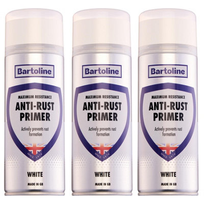 3X Bartoline Anti-Rust Primer Quick Dry Metal Paint White Topcoat Surface 400Ml from B&Q