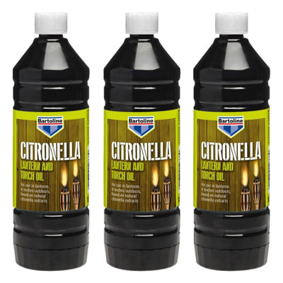 3X Bartoline Citron Lamp Oil Outdoor Use Fuel Oil Burning Torch Lamp Lantern 1L from B&Q