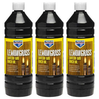 3X Bartoline Lemon Grass Lamp Oil Outdoor Fuel Oil Burning Torch Lamp Lantern 1L from B&Q