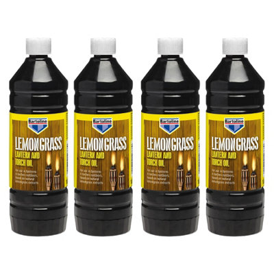 4X Bartoline Lemon Grass Lamp Oil Outdoor Fuel Oil Burning Torch Lamp Lantern 1L from B&Q