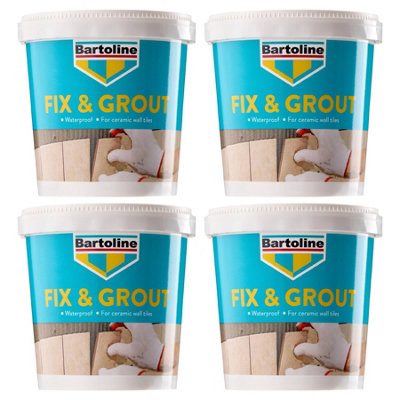 4X Bartoline Fix Grout Wall Tile  Ready To Use Fully Waterproof Cement-Based White 500G from B&Q