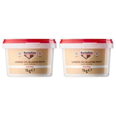 2X Bartoline Multi Purpose Linseed Oil Putty Glazing Wood Steel Natural 1Kg from B&Q