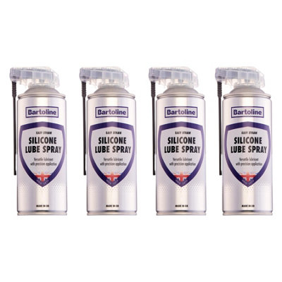 4X Bartoline Silicone Lube Spray Multi-Surface Anti-Corrosion Easy Straw 400Ml from B&Q