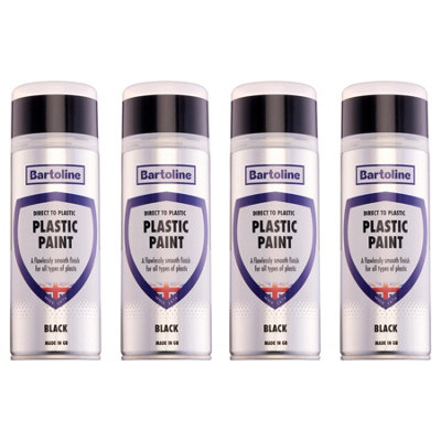 4X Bartoline Direct To Plastic Paint Black Direct Use Protective Coating 400Ml from B&Q