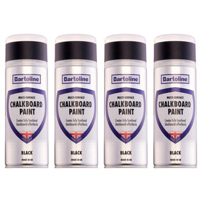 4X Bartoline Chalkboard Paint Black All Surface Doors Walls Furniture 400Ml from B&Q