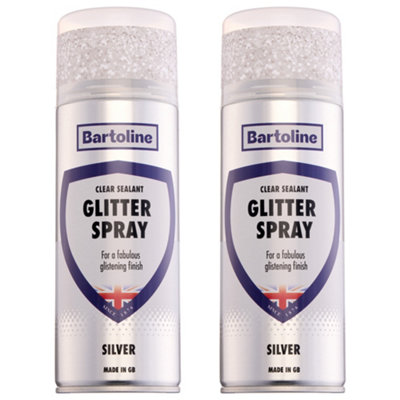 2X Bartoline Glitter Spray Clear Sealant Silver Gloss Multi-Surface Finish 400Ml from B&Q