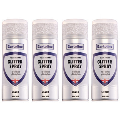4X Bartoline Glitter Spray Clear Sealant Silver Gloss Multi-Surface Finish 400Ml from B&Q