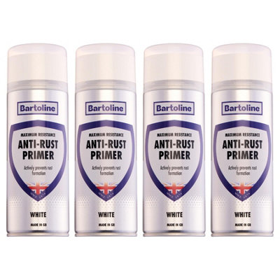 4X Bartoline Anti-Rust Primer Quick Dry Metal Paint White Topcoat Surface 400Ml from B&Q