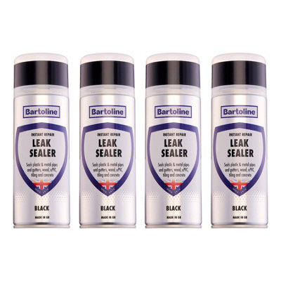 B&Q - 4X  Leak Sealer Black Waterproof Spray Gutter Pipe Roof Repair 400Ml
