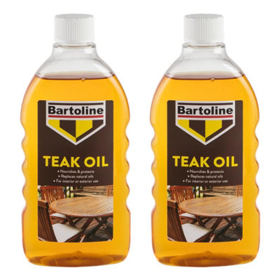 2X Bartoline Teak Oil Wood Furniture Sealer Protector Exterior Interior 500Ml from B&Q