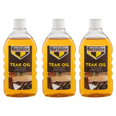 3X Bartoline Teak Oil Wood Furniture Sealer Protector Exterior Interior 500Ml from B&Q