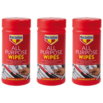 B&Q - 3X  All Purpose Wipes Paint Sealant Adhesive Oil Grease Cleaner 80 Xl