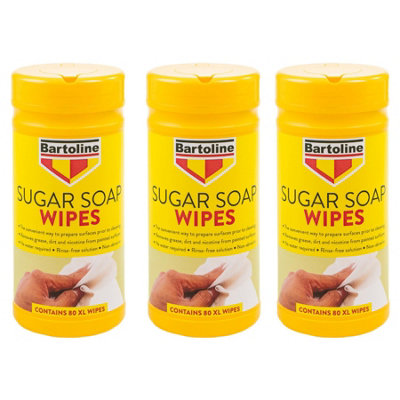 3X Bartoline Sugar Soap Wipes Grease Dirt Remover Rinse-Free 80 Xl Pcs from B&Q