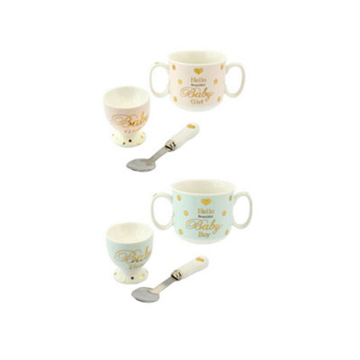 Mad Dots Mug Egg Cup & Spoon SetBaby Girl from B&Q
