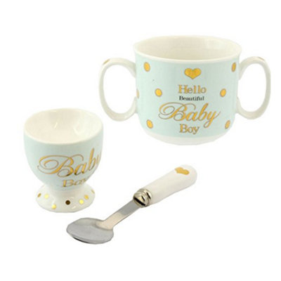 Mad Dots Mug Egg Cup & Spoon SetBaby Boy from B&Q