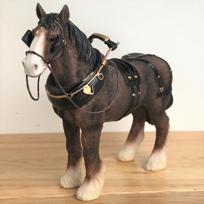 Animal Crackers Bay Shire Cart Heavy Horse In Harness FigurineGift Boxed (Length 17Cm) from B&Q
