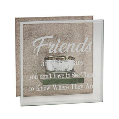 Glass & Rose Gold Glitter Tea Light Candle HolderFriends from B&Q