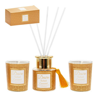 Desire Reed Diffuser & Candles Gift SetSalted Caramel from B&Q