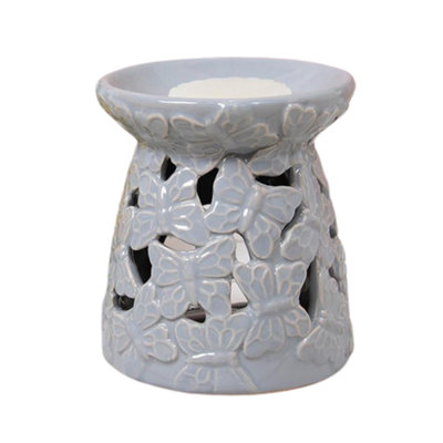 Desire Butterfly Wax Melt Warmer/oil BurnerGrey from B&Q