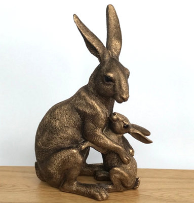 Animal Crackers Large (25.5Cm /10" High) Bronze Effect Sitting Hare With Baby Figurine From The Leonardo Reflections Bronzed RangeGift Boxed. from B&Q
