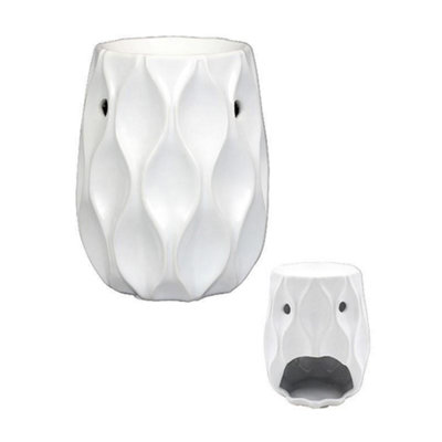Ceramic Wave Wax Melt Warmer/oil BurnerWhite from B&Q