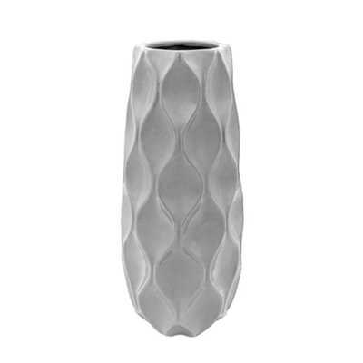 Ceramic Wave Vase LargeGrey from B&Q