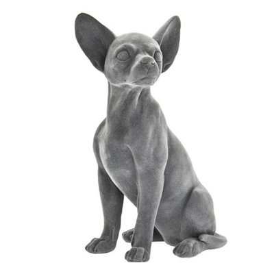 Animal Crackers Chihuahua FigurineRetro Style Grey Velvet Finish On-Trend Home Decoration Or Dog Lover Gift from B&Q