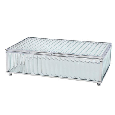 Jewellery Box Silver Large Mirrored Glass Style Trinket Organiser Storage Case from B&Q
