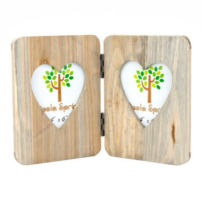 B&Q -  Rustic Hearts Folding 2 Photo Frame4 X 6"Natural