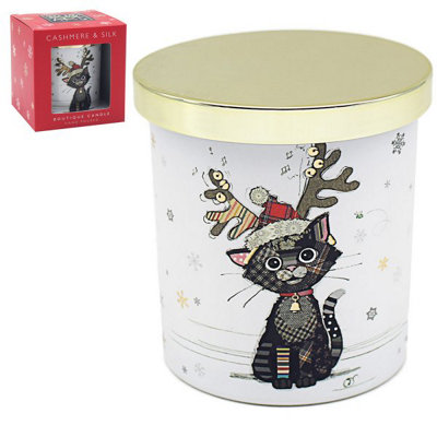  - Cashmere & Silk Scented Candle Cat Design Christmas Gift Decorative Jar Candle