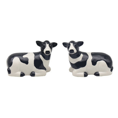  - Salt & Pepper Set Cow Shape Shaker Pots Animal Farm Theme Ceramic Novelty Gift